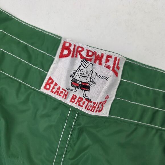 Birdwell Beach Britches Shorts Mens 30 Green Board Swim Trunks Lace Up Surf - Picture 2 of 9
